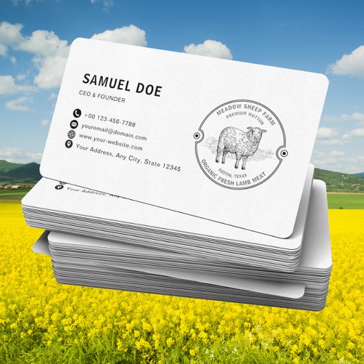 Rustic Lamb Sheep Farm LOGO QRコード 名刺