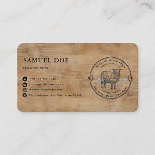 Rustic Lamb Sheep Farm LOGO QR Code  名刺 (正面)