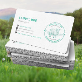 Rustic Lamb Sheep Farm LOGO QR Code Green 名刺