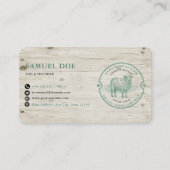 Rustic Lamb Sheep Farm LOGO QR Code Green 名刺 (正面)