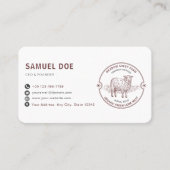 Rustic Lamb Sheep Farm LOGO QR Code Red 名刺 (正面)