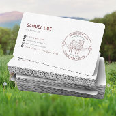 Rustic Lamb Sheep Farm LOGO QR Code Red 名刺