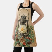 Rustic lantern christmas holly pine festive winter エプロン (インサイチュ)
