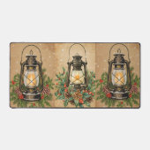 Rustic lantern Christmas holly pine festive winter デスクマット (正面)