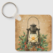 Rustic lantern holly pine festive winter christmas キーホルダー (正面)