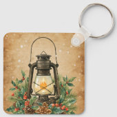 Rustic lantern holly pine festive winter christmas キーホルダー (裏面)