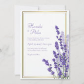 Rustic Lavender Double Line Frame Border Wedding 招待状 (正面)