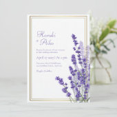 Rustic Lavender Double Line Frame Border Wedding 招待状 (スタンド正面)