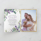 Rustic Lavender Eucalyptus Photo QR Code Wedding 招待状 (内部)