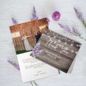 Rustic Lavender Wood Texture Light Wedding Photo サンキューカード