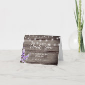 Rustic Lavender Wood Texture Light Wedding Photo サンキューカード (正面)