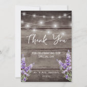 Rustic Lavender Wood Texture Light Wedding Photo サンキューカード (正面)