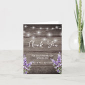 Rustic Lavender Wood Texture Light Wedding Photo サンキューカード (正面)