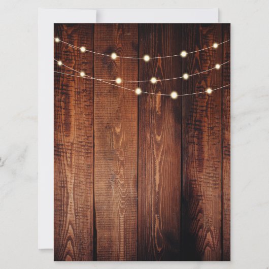 Rustic leaves string lights Thank you wedding card (裏面)