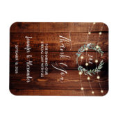 Rustic leaves wood string lights Thank you wedding マグネット (横)