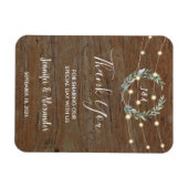 Rustic leaves wood string lights Thank you wedding マグネット (横)