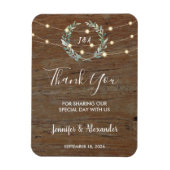 Rustic leaves wood string lights Thank you wedding マグネット (縦)
