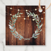 Rustic leaves wood string lights Wedding Thank You フェイバータグ (裏面)