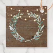 Rustic leaves wood string lights Wedding Thank You フェイバータグ (裏面)