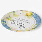 Rustic lemons Mediterranean birthday ペーパープレート (アングル)