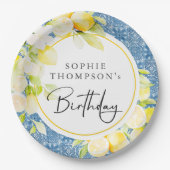 Rustic lemons Mediterranean birthday ペーパープレート (正面)