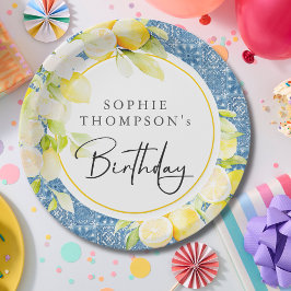 Rustic lemons Mediterranean birthday ペーパープレート
