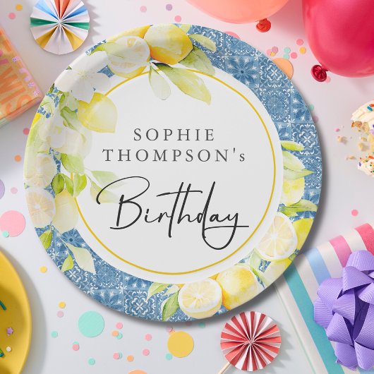 Rustic lemons Mediterranean birthday ペーパープレート