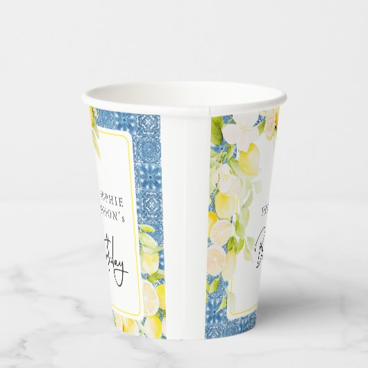 Rustic lemons Mediterranean birthday 紙コップ (右)