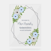Rustic Light Blue and White Floral Quinceañera  アクリルサイン (正面)