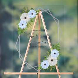 Rustic Light Blue and White Floral Quinceañera  アクリルサイン