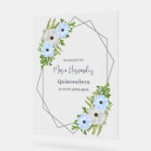 Rustic Light Blue and White Floral Quinceañera  アクリルサイン (傾斜)