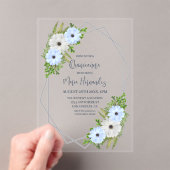 Rustic Light Blue and White Floral Quinceañera  アクリル招待状 (インサイチュ (ポータブル))