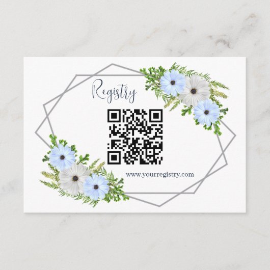 Rustic Light Blue and White Floral Quinceañera  エンクロージャーカード (正面)