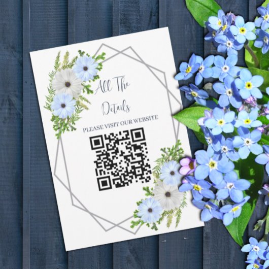 Rustic Light Blue and White Floral Quinceañera エンクロージャーカード