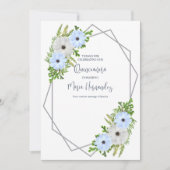 Rustic Light Blue and White Floral Quinceañera  サンキューカード (正面)