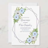 Rustic Light Blue and White Floral Quinceañera  セーブザデート (正面)