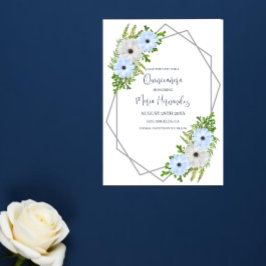 Rustic Light Blue and White Floral Quinceañera  セーブザデート