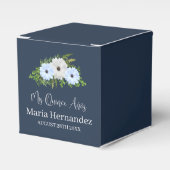 Rustic Light Blue and White Floral Quinceañera フェイバーボックス (正面サイド)