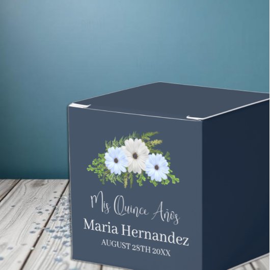 Rustic Light Blue and White Floral Quinceañera フェイバーボックス