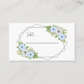 Rustic Light Blue and White Floral Quinceañera  プレイスカード (正面)