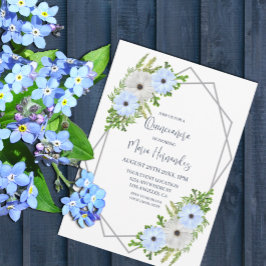 Rustic Light Blue and White Floral Quinceañera  招待状
