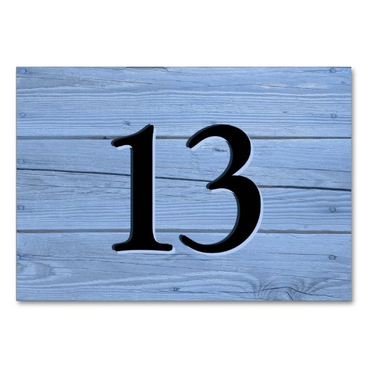 Rustic Light Blue Faux Engraved Cafe テーブルナンバー (正面)