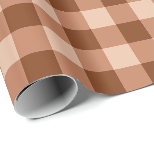 Rustic Light Brown Gingham Plaid Pattern ラッピングペーパー (ロールコーナー)