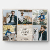 Rustic Light Wood Best Dog Dad Ever Photo Collage フォトプラーク (正面)