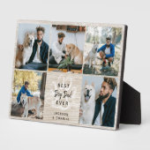 Rustic Light Wood Best Dog Dad Ever Photo Collage フォトプラーク (側面)