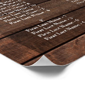 Rustic Lights Alphabetical Wedding Seating Chart ポスター (角)