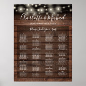 Rustic Lights Alphabetical Wedding Seating Chart ポスター (正面)