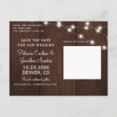 Rustic lights country barn wedding save the date 案内ポストカード (裏面)