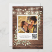 Rustic Lights Greenery QRコード フォト ブライダルシャワー 招待状 (裏面)