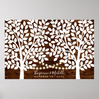 Rustic Lights Guest Book Poster - 200 Signatures ポスター